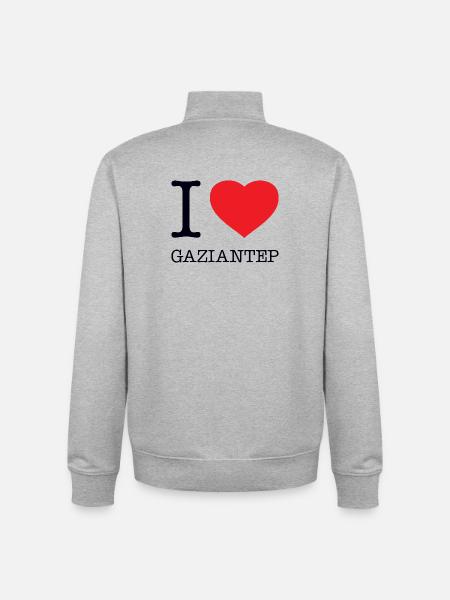 J’ADORE GAZIANTEP - Sweat zippé unisexe en coton bio Stanley/Stella - gris chiné