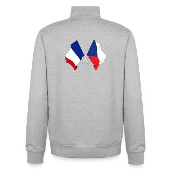 Flagge Frankreichs und Flagge der Tschechischen Republik - Unisex Organic Zip Sweatshirt von Stanley/Stella - Grau meliert - Hinten - AI Model Male 185 light (185cm)