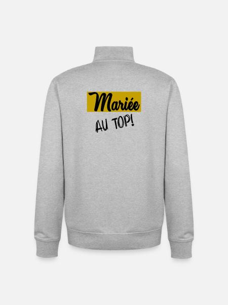 JUST MARRIED. EVJF. MARIEE - Sweat zippé unisexe en coton bio Stanley/Stella - gris chiné