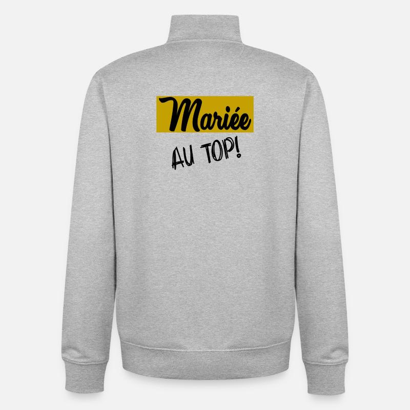 JUST MARRIED. EVJF. MARIEE - Sweat zippé unisexe en coton bio Stanley/Stella - gris chiné