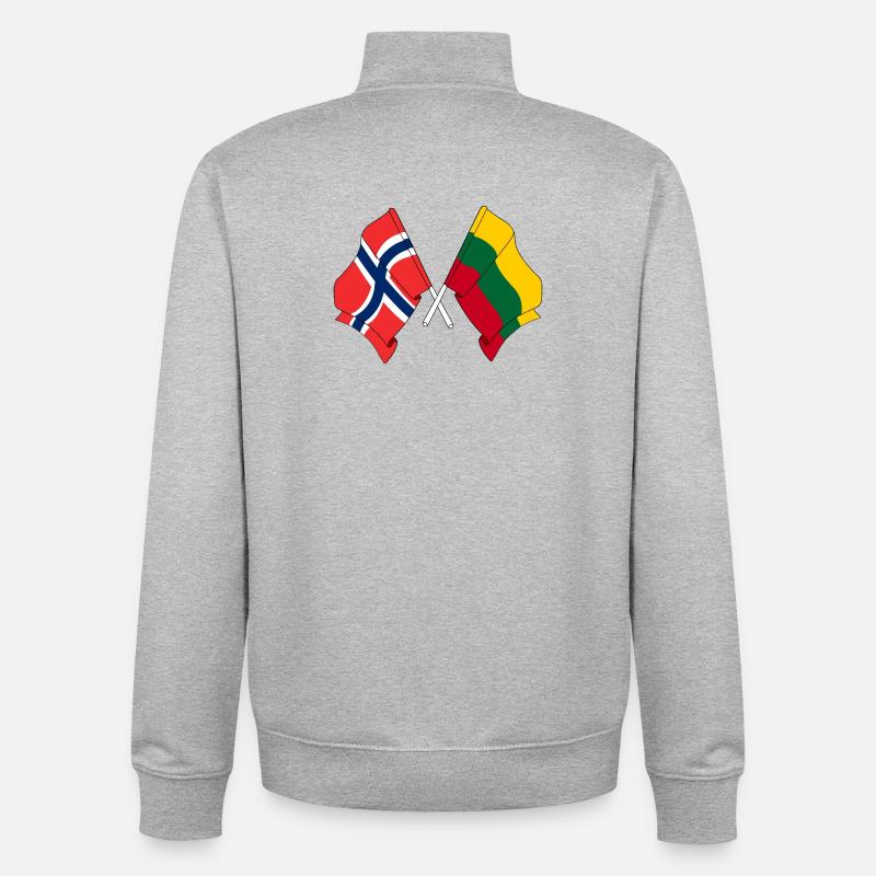Drapeau Norvège, drapeau Lituanie - Sweat zippé unisexe en coton bio Stanley/Stella - gris chiné