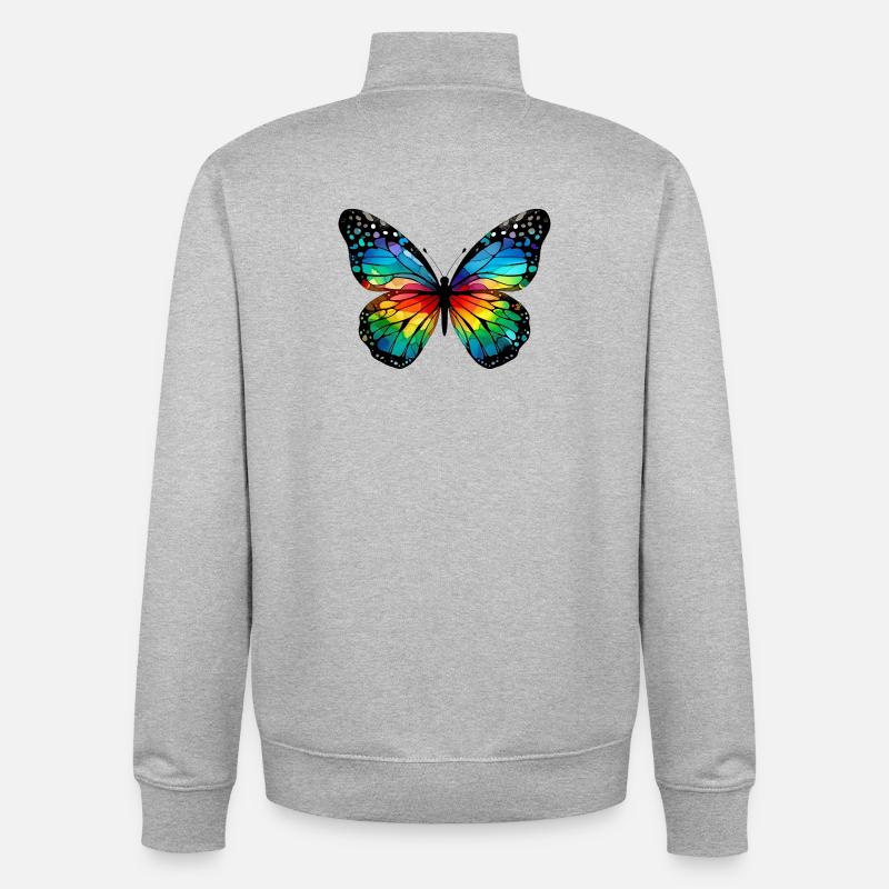 Schmetterling - Unisex Organic Zip Sweatshirt von Stanley/Stella - Grau meliert