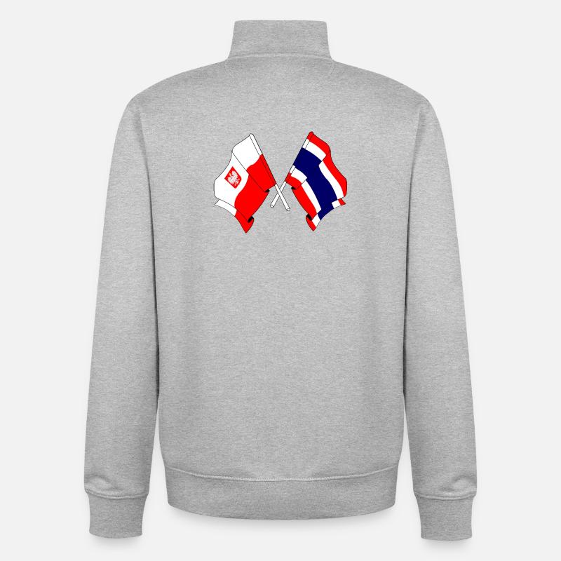 Drapeau Pologne, Thaïlande - Sweat zippé unisexe en coton bio Stanley/Stella - gris chiné