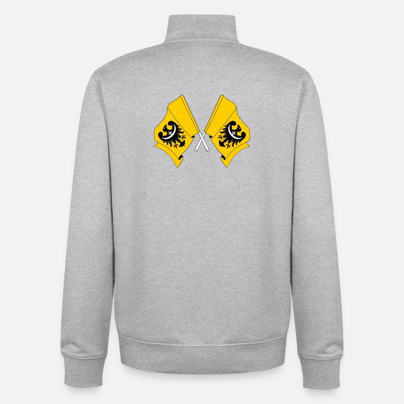 Two flags Lower Silesia - Unisex Organic Zip Sweatshirt by Stanley/Stella - heather grey
