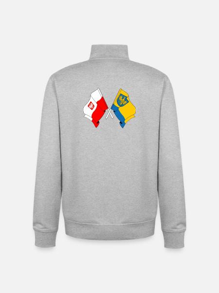 Flag of Poland, Opole crossed - Unisex Organic Zip Sweatshirt by Stanley/Stella - heather grey