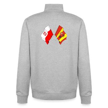 Drapeau Pologne, Lodz traversé - Sweat zippé unisexe en coton bio Stanley/Stella - gris chiné - Dos - AI Model Male 185 light (185cm)