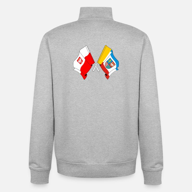Drapeau Pologne, Sainte-Croix - Sweat zippé unisexe en coton bio Stanley/Stella - gris chiné
