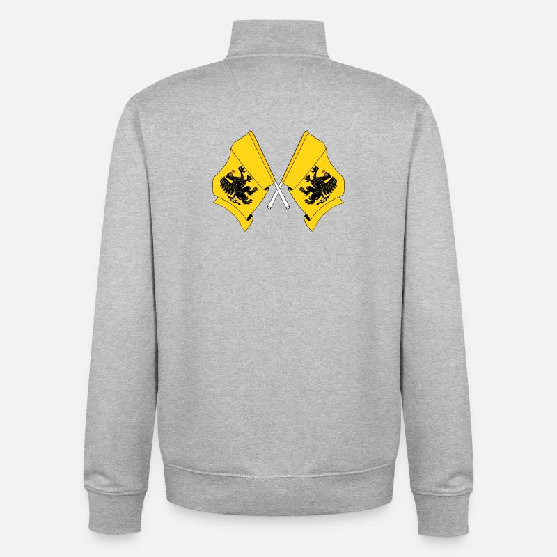 Deux drapeaux de Poméranie - Sweat zippé unisexe en coton bio Stanley/Stella - gris chiné