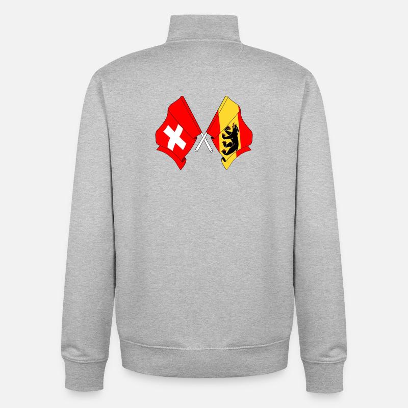 Drapeau Suisse drapeau Berne - Sweat zippé unisexe en coton bio Stanley/Stella - gris chiné