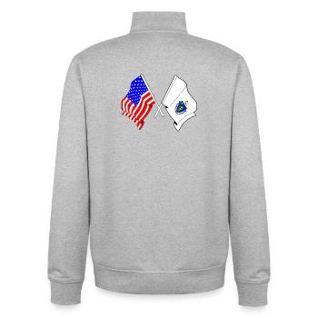 Flagge der USA und des Bundesstaates Massachusetts gekreuzt - Unisex Organic Zip Sweatshirt von Stanley/Stella - Grau meliert - Hinten - AI Model Male 185 light (185cm)