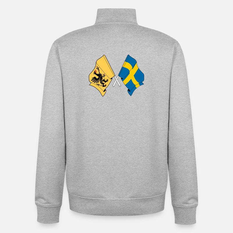 Södermanland et la Suède – Une fierté - Sweat zippé unisexe en coton bio Stanley/Stella - gris chiné