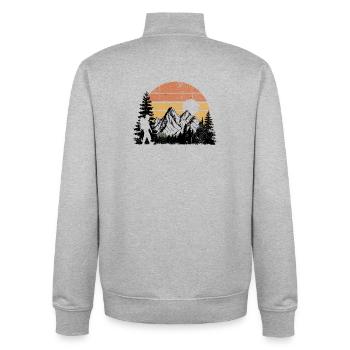 Sunset Mountain Silhouette Design - Unisex Organic Zip Sweatshirt by Stanley/Stella - heather grey - Back - AI Model Male 185 light (185cm)