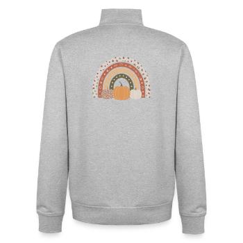 Citrouille Automne - Sweat zippé unisexe en coton bio Stanley/Stella - gris chiné - Dos - AI Model Male 185 light (185cm)