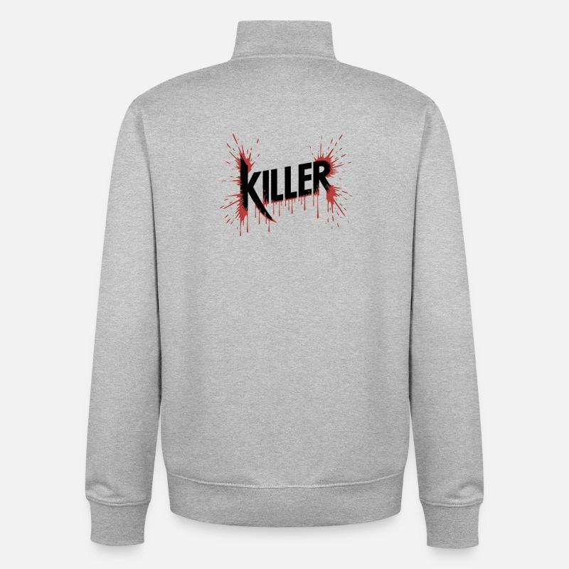 Tueur - Conception de sang tueur - Sweat zippé unisexe en coton bio Stanley/Stella - gris chiné