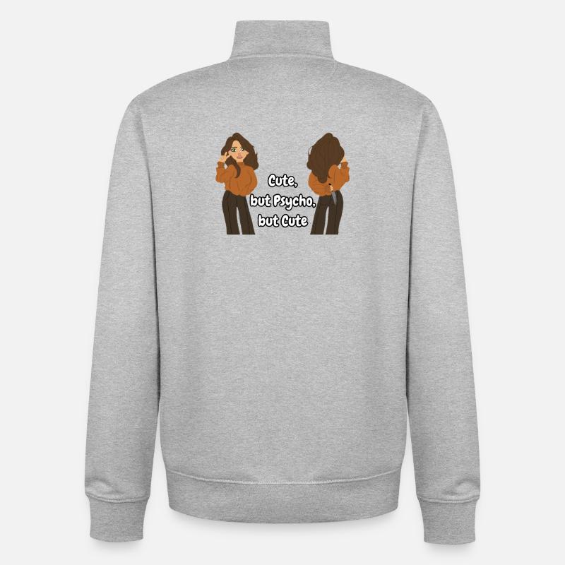 Cute, but Psycho, but Cute - Unisex Organic Zip Sweatshirt von Stanley/Stella - Grau meliert