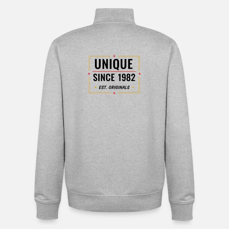 Unique depuis 1982 – Vintage Année De Naissance Design - Sweat zippé unisexe en coton bio Stanley/Stella - gris chiné