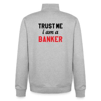 Glaub mir, ich bin Banker - Unisex Organic Zip Sweatshirt von Stanley/Stella - Grau meliert - Hinten - AI Model Male 185 light (185cm)