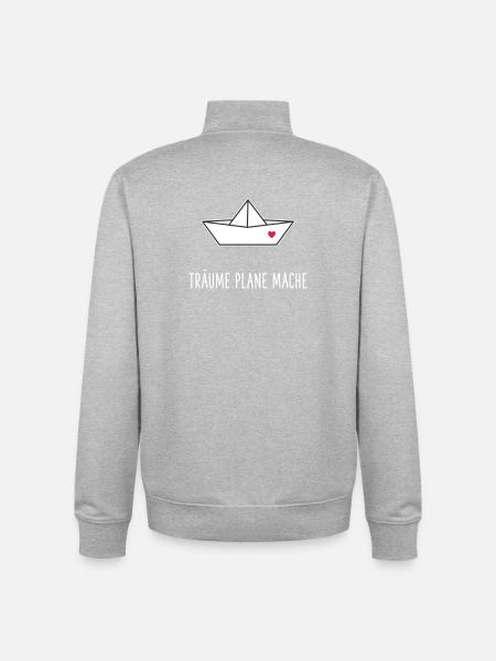 Dreams Plan Make Boat Heart - Unisex Organic Zip Sweatshirt by Stanley/Stella - heather grey