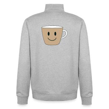 Lächelnder Kaffeebecher Design - Unisex Organic Zip Sweatshirt von Stanley/Stella - Grau meliert - Hinten - AI Model Male 185 light (185cm)