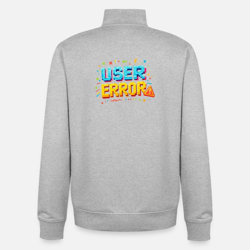 User Error Pixel Art - Unisex Organic Zip Sweatshirt by Stanley/Stella - heather grey