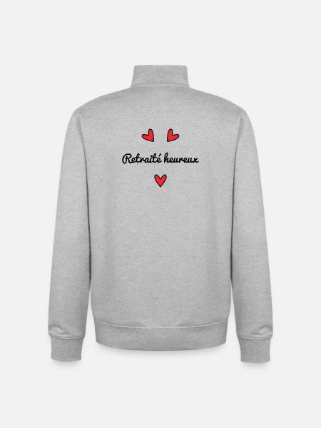 RETRAITE. VIVE LA RETRAITE. JOYEUSE RETRAITE - Sweat zippé unisexe en coton bio Stanley/Stella - gris chiné