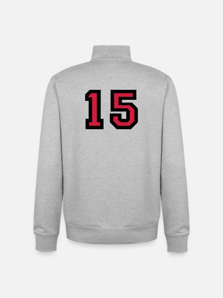 The number 15 - number fifteen - Unisex Organic Zip Sweatshirt by Stanley/Stella - heather grey