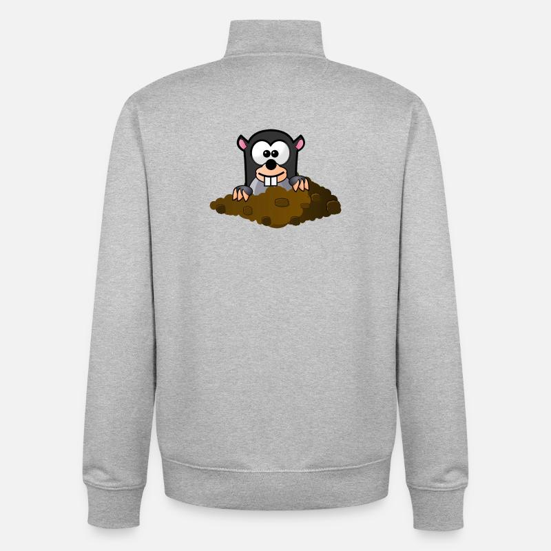 style comique Mole - Sweat zippé unisexe en coton bio Stanley/Stella - gris chiné
