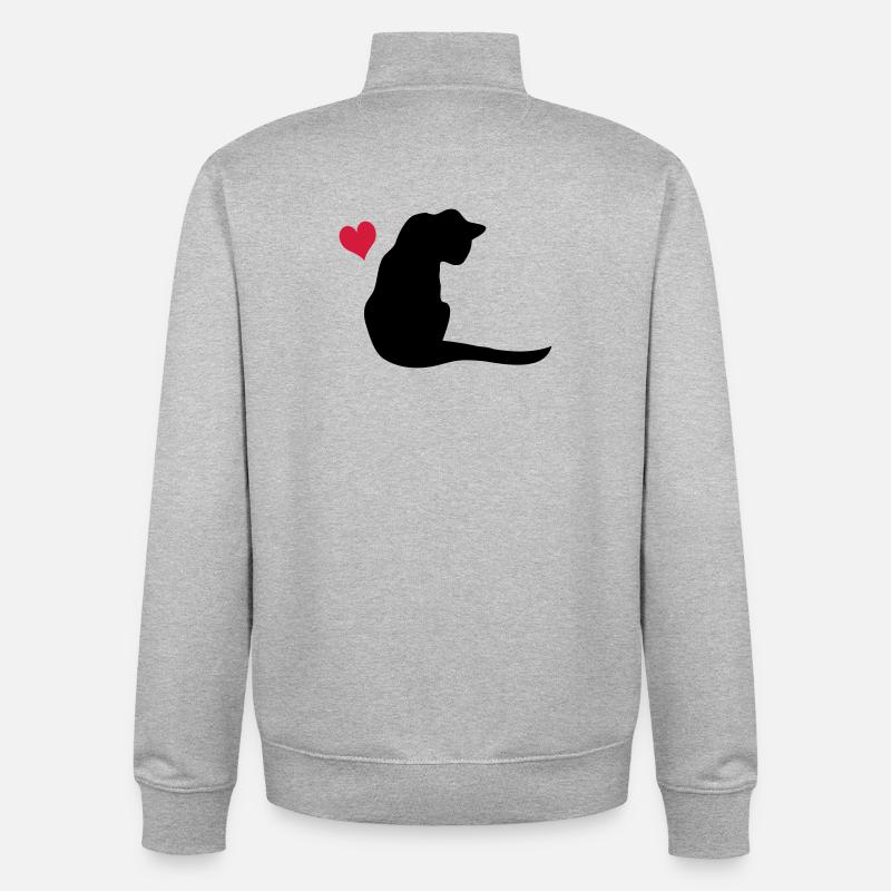 Katze - Unisex Organic Zip Sweatshirt von Stanley/Stella - Grau meliert