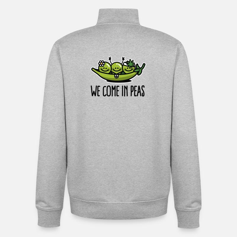 We come in peas / peace - Sweat zippé unisexe en coton bio Stanley/Stella - gris chiné