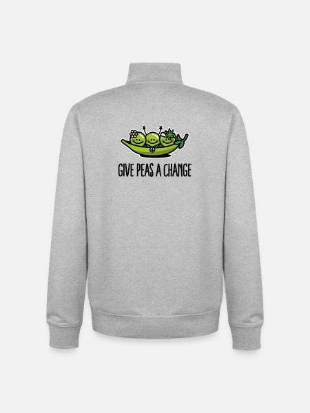 Give peas / peace a change hippies - Unisex Organic Zip Sweatshirt by Stanley/Stella - heather grey