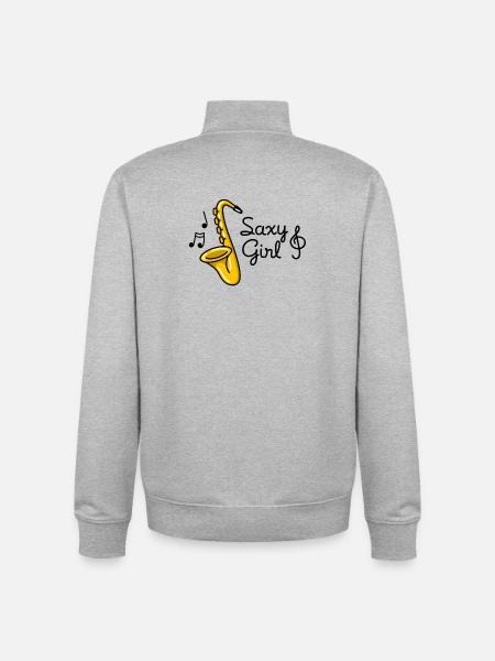 Saxy girl - Sexy Saxophone pun - Unisex Organic Zip Sweatshirt by Stanley/Stella - heather grey