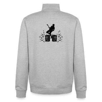 Guitariste avec guitare électrique - Sweat zippé unisexe en coton bio Stanley/Stella - gris chiné - Dos - AI Model Male 185 light (185cm)