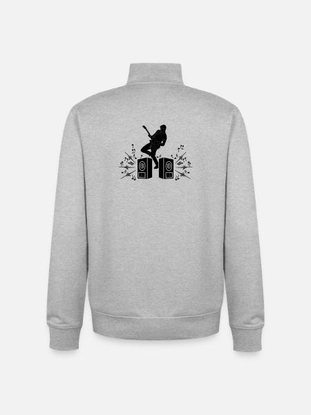 Guitariste avec guitare électrique - Sweat zippé unisexe en coton bio Stanley/Stella - gris chiné