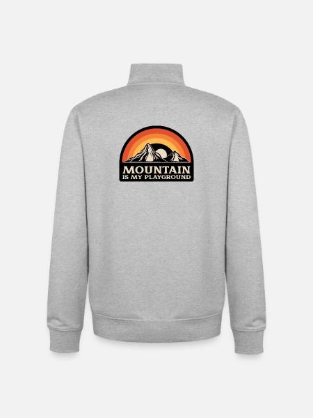 Mountain is my playground - Sweat zippé unisexe en coton bio Stanley/Stella - gris chiné