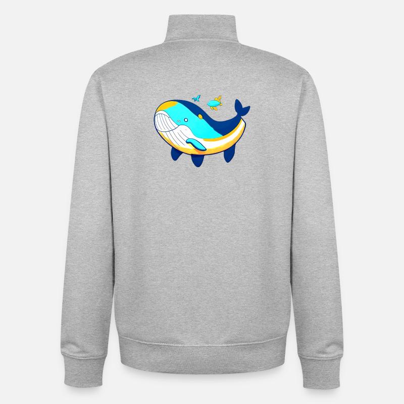 Baleine amicale avec bébé baleine - Sweat zippé unisexe en coton bio Stanley/Stella - gris chiné