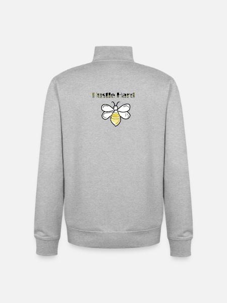 hustle hard bees - Unisex Organic Zip Sweatshirt by Stanley/Stella - heather grey
