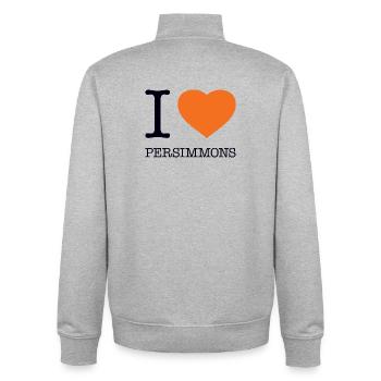 I LOVE PERSIMMONS Kaki Frucht - Unisex Organic Zip Sweatshirt von Stanley/Stella - Grau meliert - Hinten - AI Model Male 185 light (185cm)