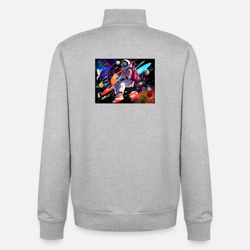 L’astronaute et l’espace - Sweat zippé unisexe en coton bio Stanley/Stella - gris chiné