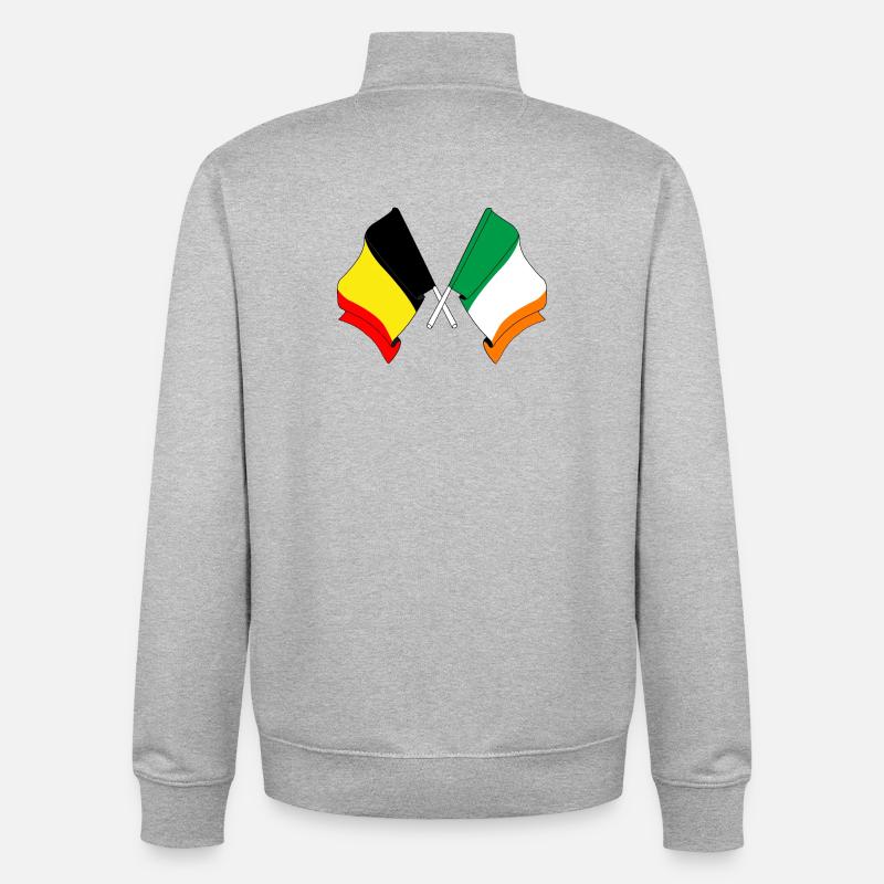 Drapeau Belgique, drapeau Irlande - Sweat zippé unisexe en coton bio Stanley/Stella - gris chiné