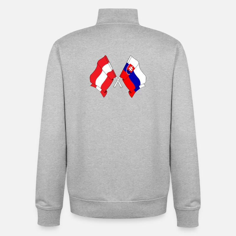 Drapeau Autriche, drapeau Slovaquie - Sweat zippé unisexe en coton bio Stanley/Stella - gris chiné
