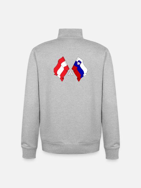 Flag of Austria and flag Slovenia - Unisex Organic Zip Sweatshirt by Stanley/Stella - heather grey
