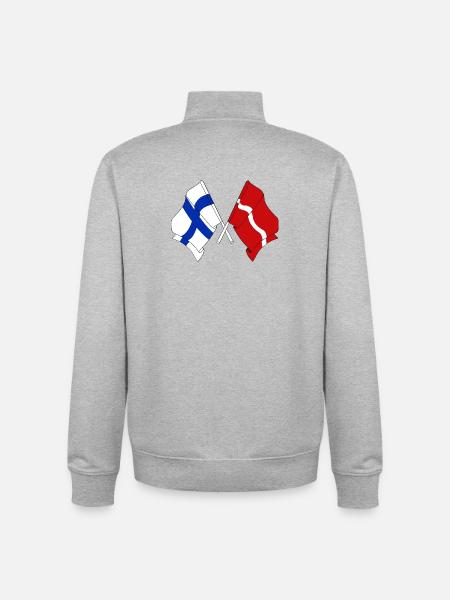 Flag Finland, flag Latvia - Unisex Organic Zip Sweatshirt by Stanley/Stella - heather grey