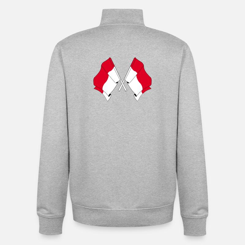 Deux drapeaux indonésiens - Sweat zippé unisexe en coton bio Stanley/Stella - gris chiné