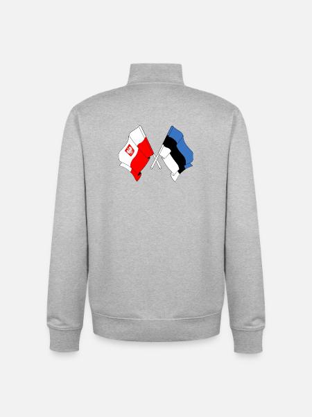 Drapeau Pologne, Estonie - Sweat zippé unisexe en coton bio Stanley/Stella - gris chiné