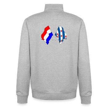 Flag of the Netherlands, Friesland crossed - Unisex Organic Zip Sweatshirt by Stanley/Stella - heather grey - Back - AI Model Male 185 light (185cm)