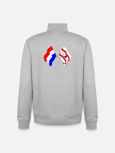 Flag of the Netherlands, Drenthe crossed - Unisex Organic Zip Sweatshirt by Stanley/Stella - heather grey