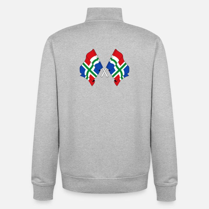 Zwei Flaggen der Provinz Groningen - Unisex Organic Zip Sweatshirt von Stanley/Stella - Grau meliert