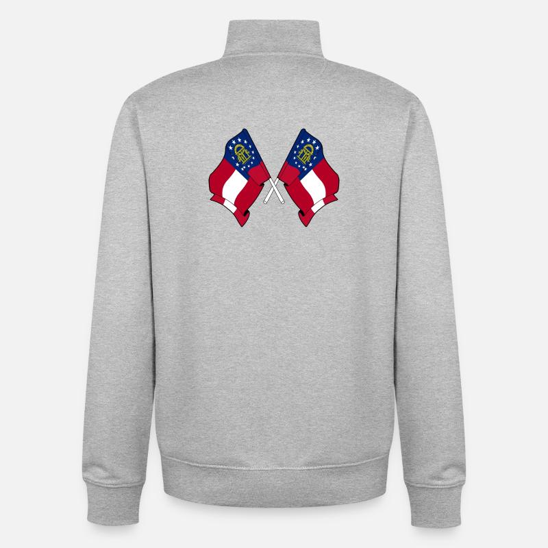 Deux drapeaux traversaient la Géorgie - Sweat zippé unisexe en coton bio Stanley/Stella - gris chiné