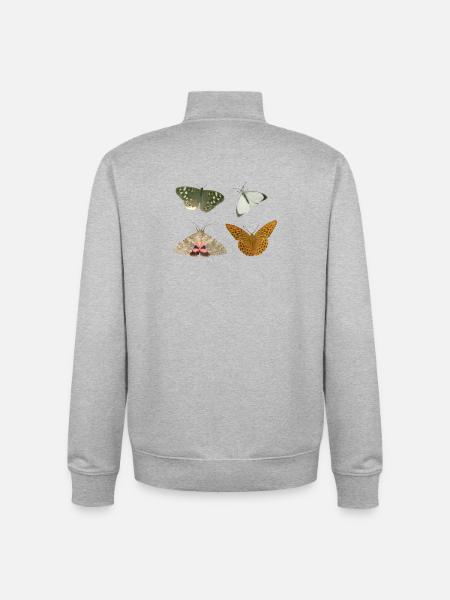 Insectes Papillons - Sweat zippé unisexe en coton bio Stanley/Stella - gris chiné