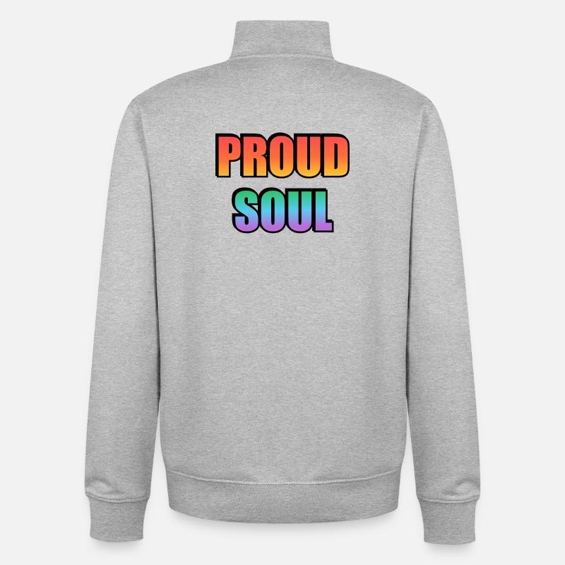 Typographie dégradée Proud Soul - Sweat zippé unisexe en coton bio Stanley/Stella - gris chiné